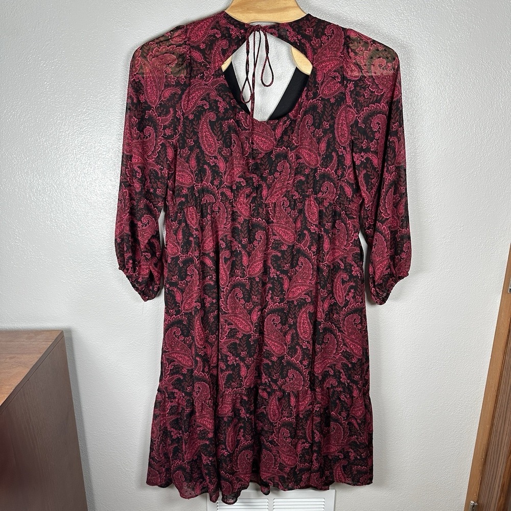 TORRID Tea‎ Length Clip Dot Open Back A-Line Midi Dress Paisley Black Pink Sz 3X - Picture 5 of 9